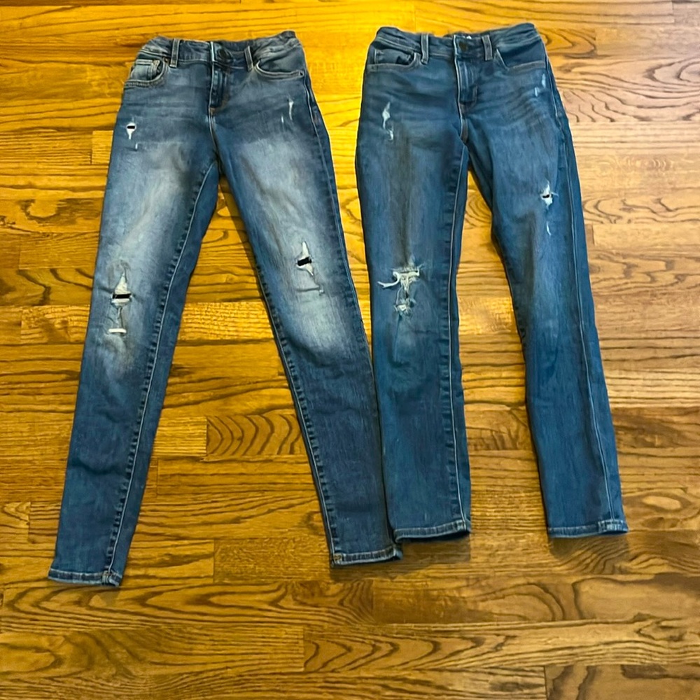 2 pairs of gap kids size 10 slim and super slim jeans